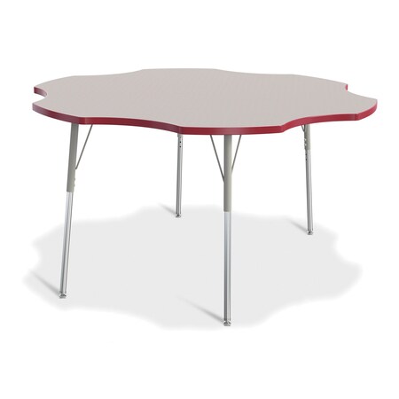 Jonti-Craft Berries Six Leaf Activity Table, 60 in., A-height, Freckled Gray/Red/Gray 6458JCA008